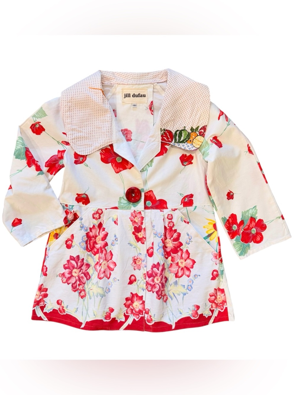 Jill Dufau OOAK Upcycled Vintage Floral Coat Jacket Women's Size XS